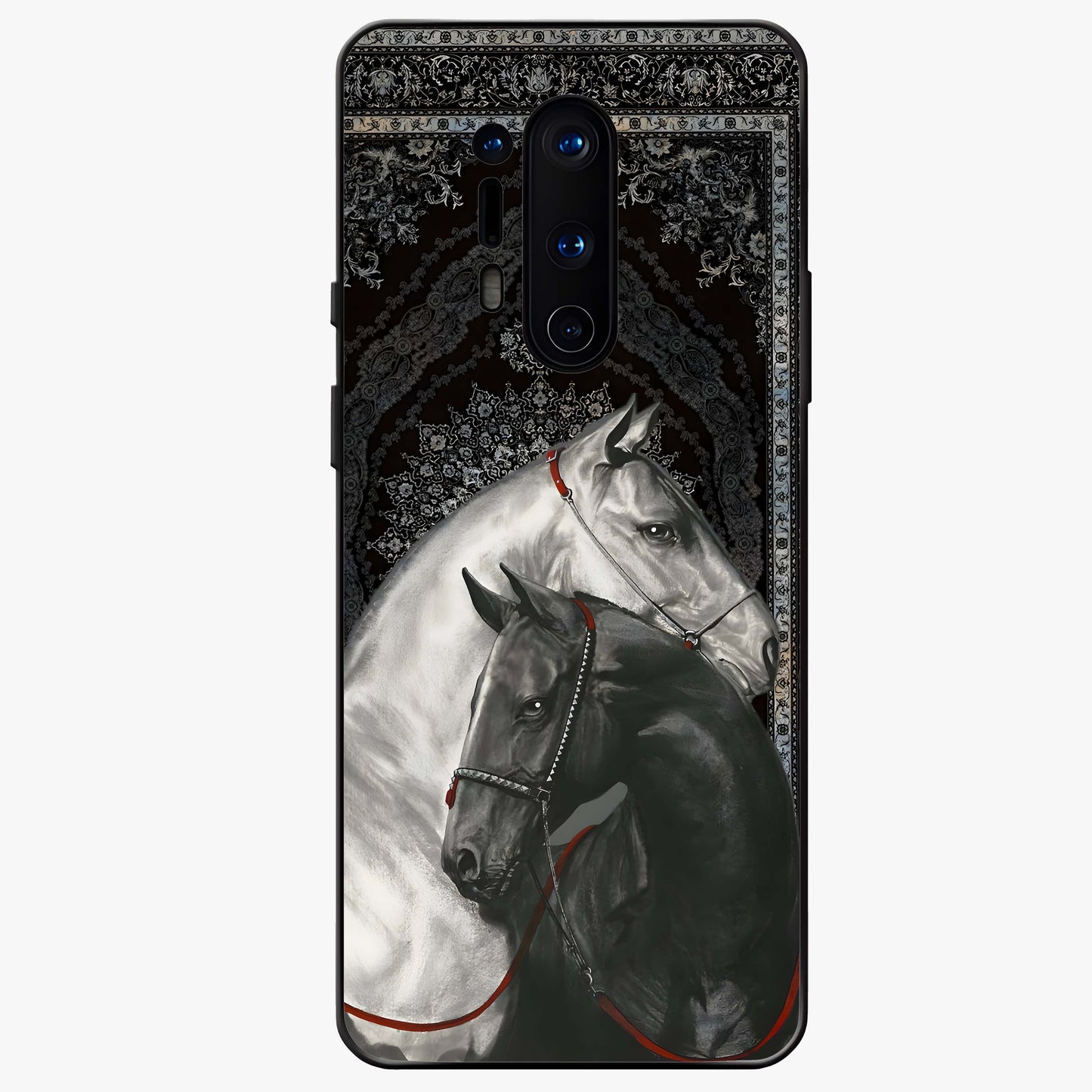 Majestic Ride Legacy Glass Case showing flat back view with powerful automotive inspired artwork and glossy glass finish.