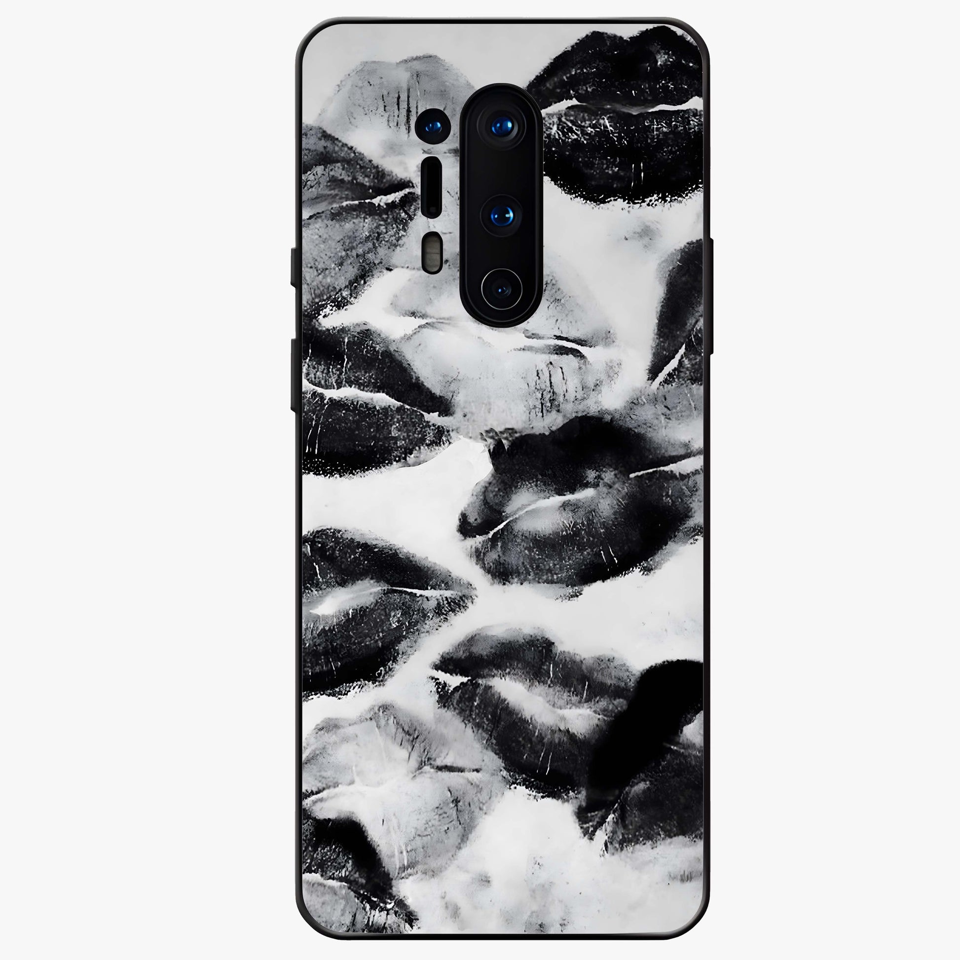 Midnight Kiss Marks Glass Case showing flat back view with lipstick kiss mark artwork and glossy glass finish.