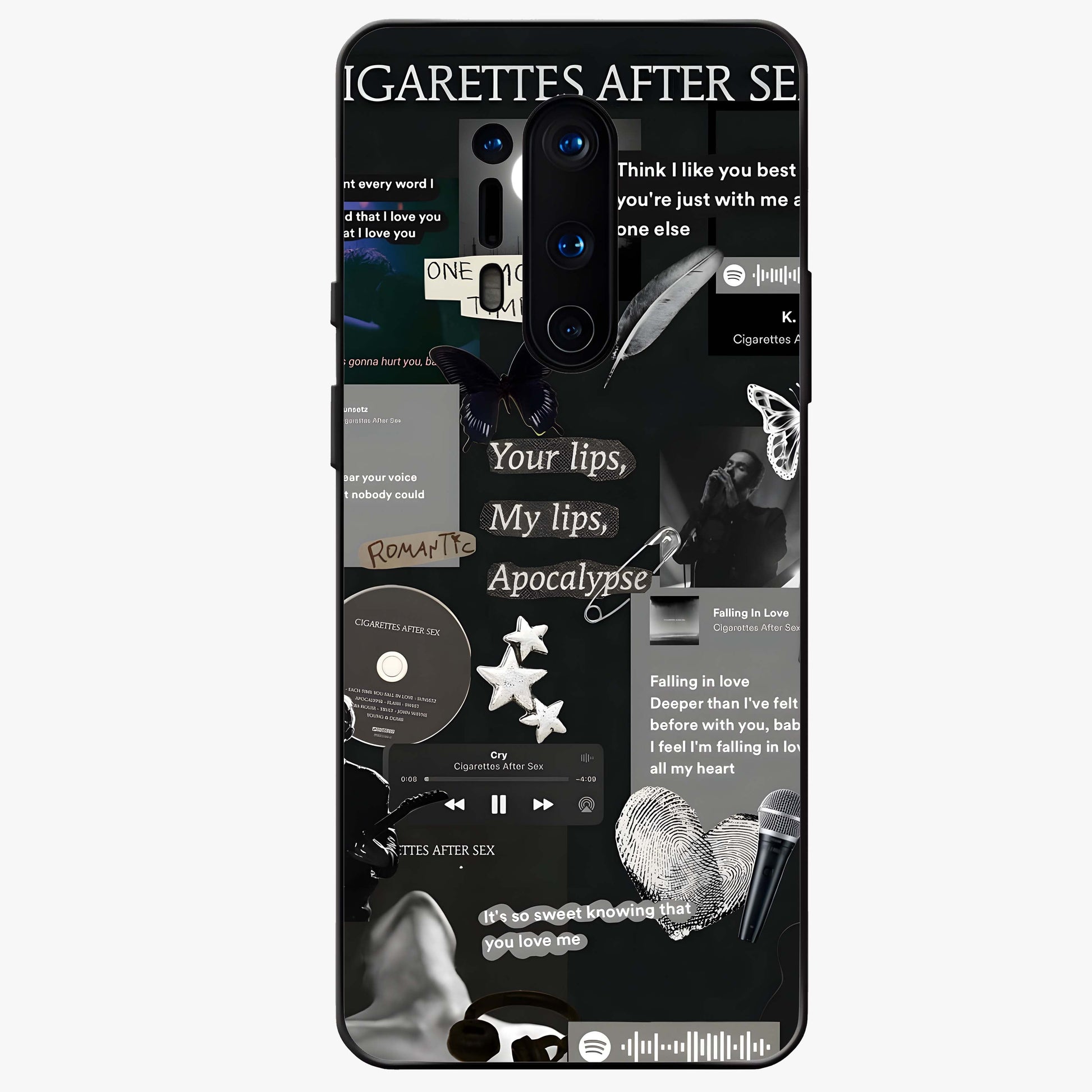 Midnight Love Echo Glass Case showing flat back view with romantic midnight themed artwork and glossy glass finish.