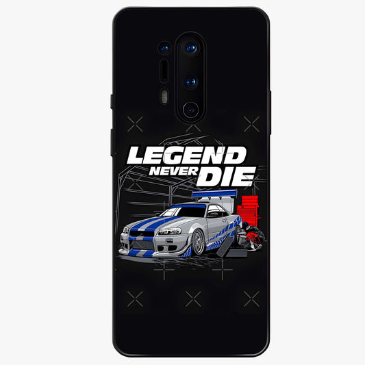 Midnight Racing Legacy Glass Case showing flat back view with sleek racing inspired artwork and glossy glass finish.