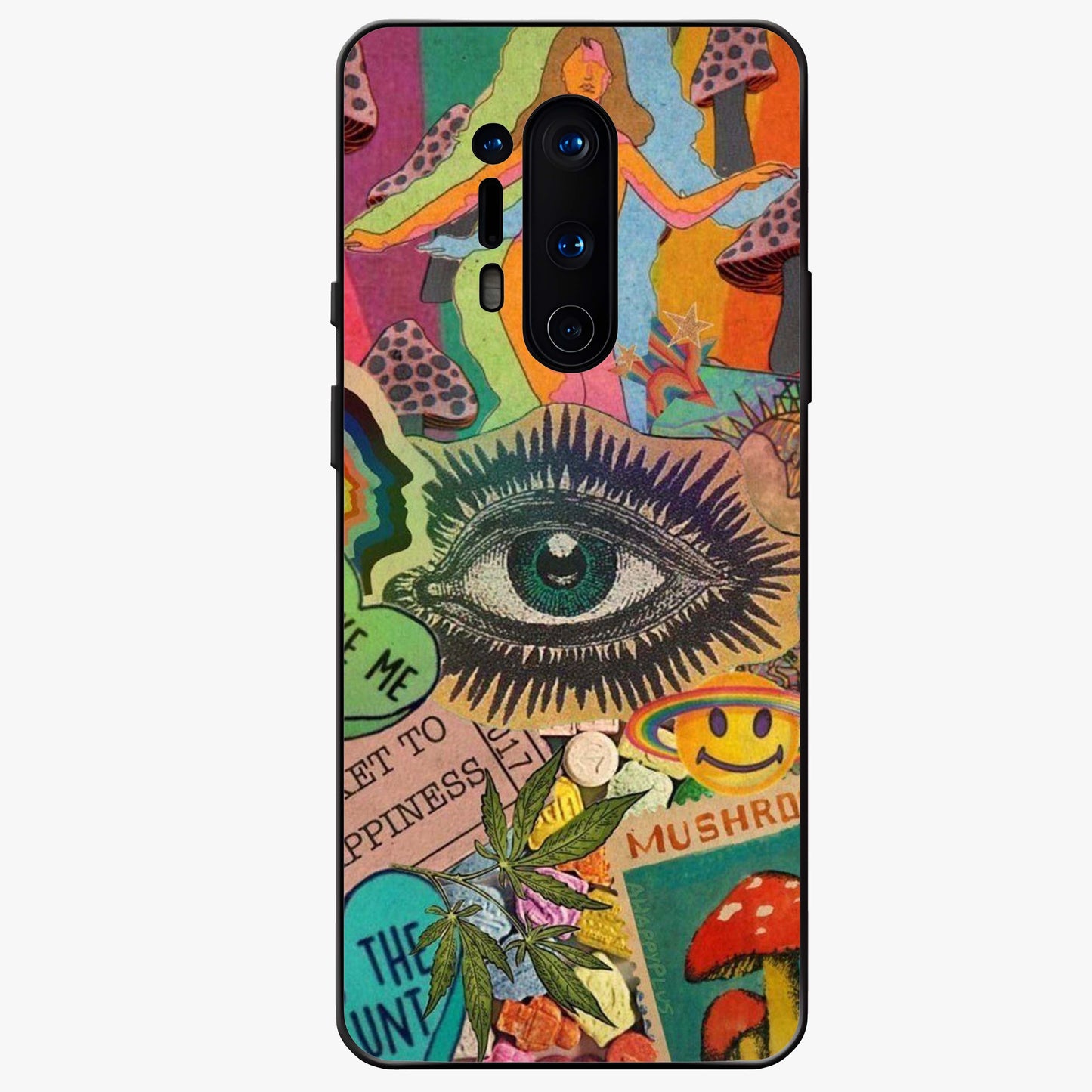 Mystic Eye Wonderland Glass Case showing flat back view with mystical eye themed artwork and glossy glass finish.