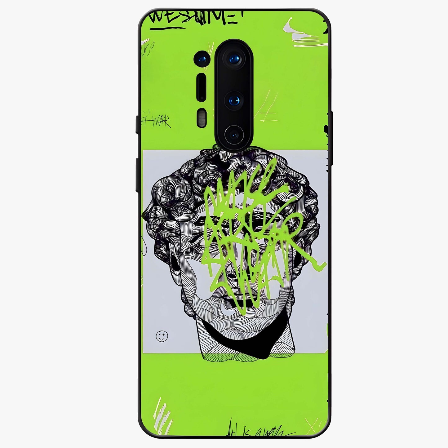 Neo Graffiti Rebellion Glass Case showing flat back view with vibrant graffiti artwork and glossy glass finish.