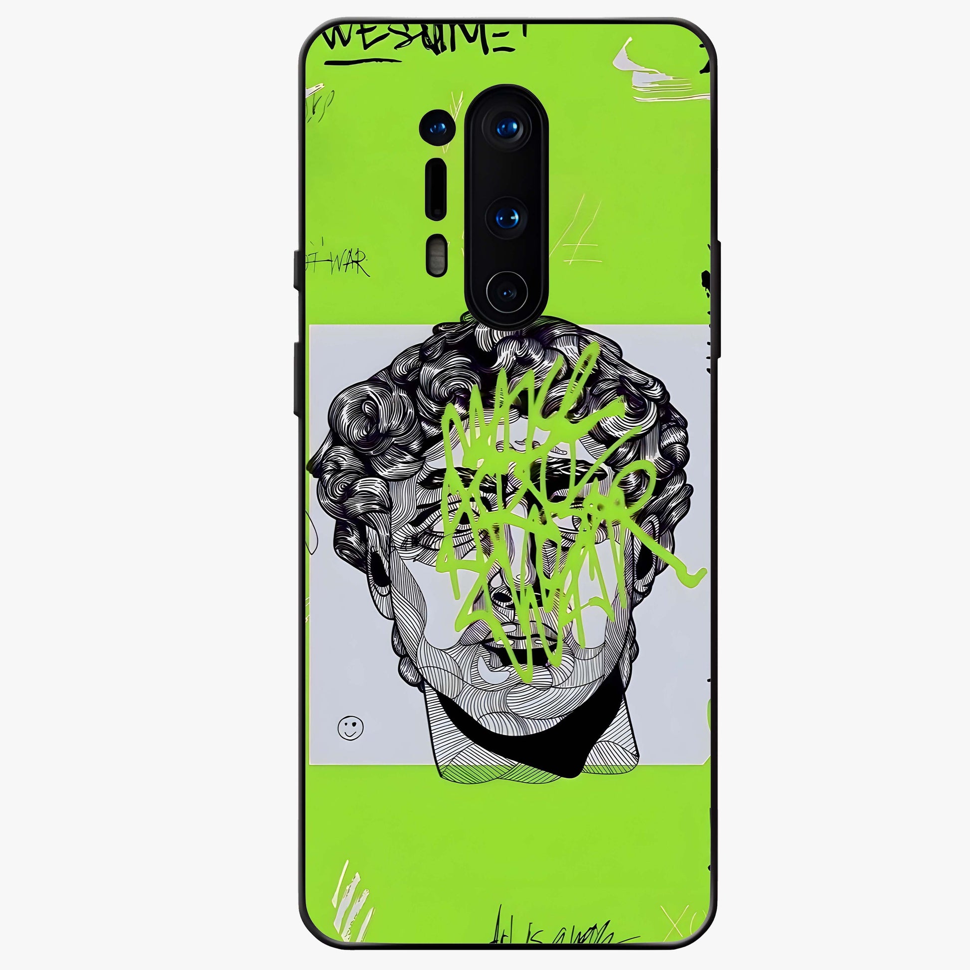 Neo Graffiti Rebellion Glass Case showing flat back view with vibrant graffiti artwork and glossy glass finish.