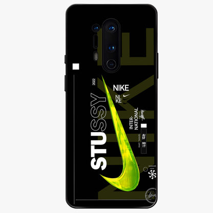 Neon Street Edition Glass Case showing flat back view with neon street style artwork and glossy glass finish.