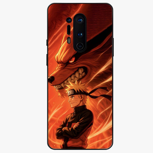 Nine Tails Legacy Glass Case showing flat back view with powerful nine-tailed fox inspired artwork and glossy glass finish.