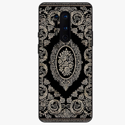 Noir Bloom Elegance Glass Case showing flat back view with elegant dark floral artwork and glossy glass finish.
