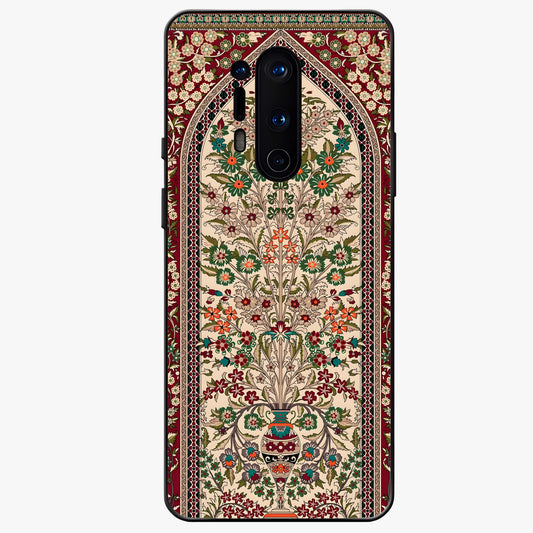 Persian Inspired Glass Case showing flat back view with ornate Persian style pattern artwork and glossy glass finish.