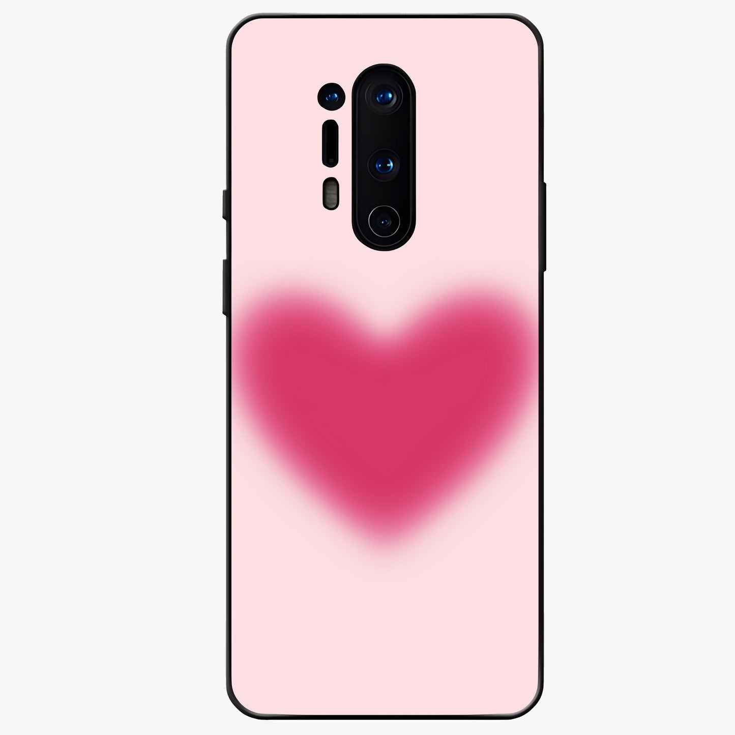 Pink Aura Heart Glass Case showing flat back view with glowing heart artwork and glossy glass finish.