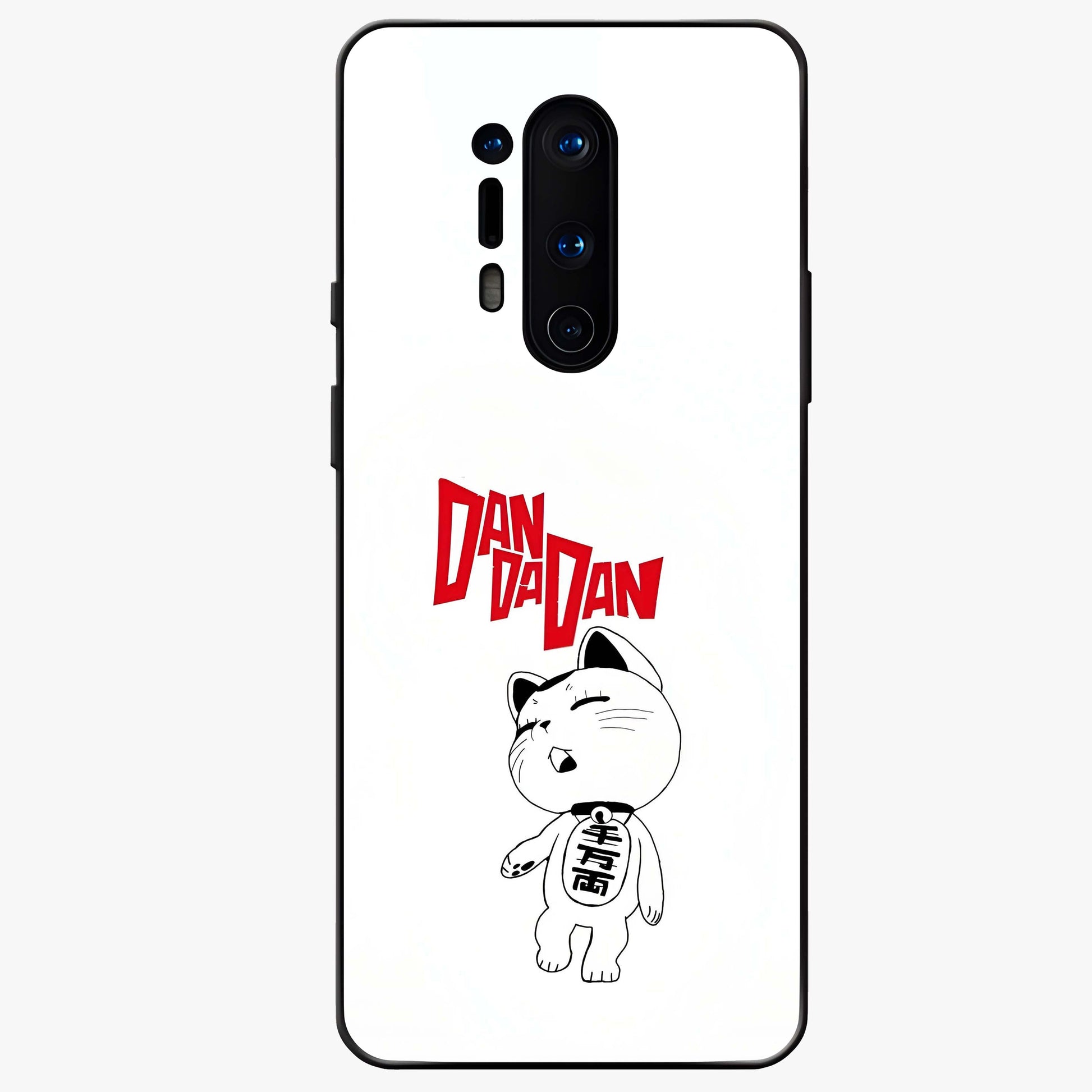Playful Spirit Charm Glass Case showing flat back view with cheerful charm themed artwork and glossy glass finish.