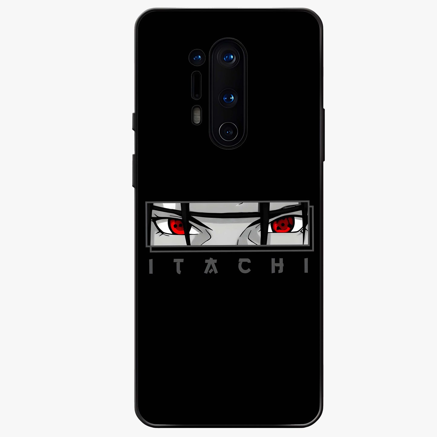 Scarlet Gaze Dominance Glass Case showing flat back view with striking red themed artwork and glossy glass finish.