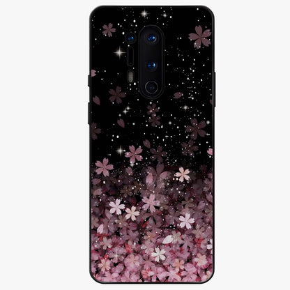 Small Starry Flowers Glass Case showing flat back view with delicate starry floral artwork and glossy glass finish.