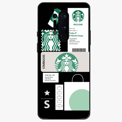 Starbucks Mocha Glass Case showing flat back view with coffee inspired artwork and glossy glass finish.