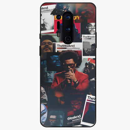 The Weeknd Glass Case showing flat back view with music inspired artistic portrait artwork and glossy glass finish.