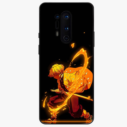 Thunder Flame Execution Glass Case showing flat back view with powerful flame and lightning artwork and glossy glass finish.