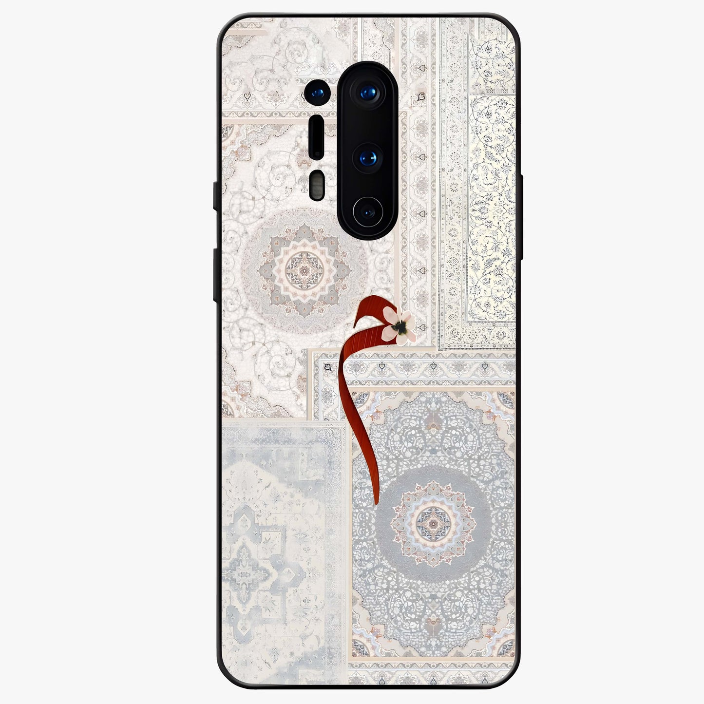White Aesthetic Bow Glass Case showing flat back view with minimal bow artwork and glossy glass finish.