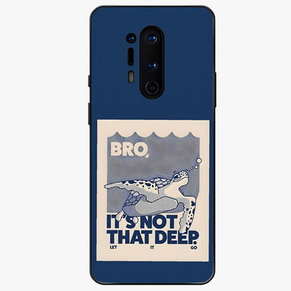 Worry Less Swim Glass Case showing flat back view with playful motivational artwork and glossy glass finish.