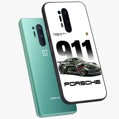 911 Turbo Dominance Glass Case displayed in premium angled mockup highlighting sporty car illustration and sleek glass surface.