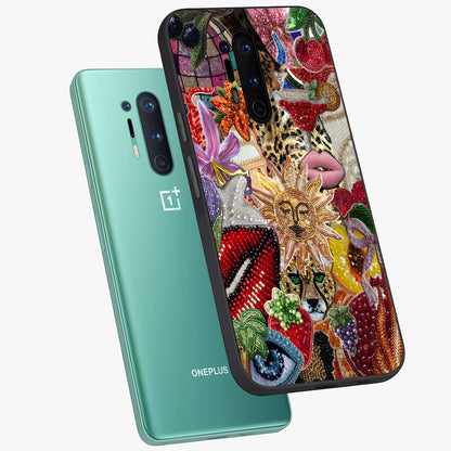 Beaded Fashion Jungle Glass Case displayed in angled mockup highlighting colorful fashion bead design and artistic pattern.