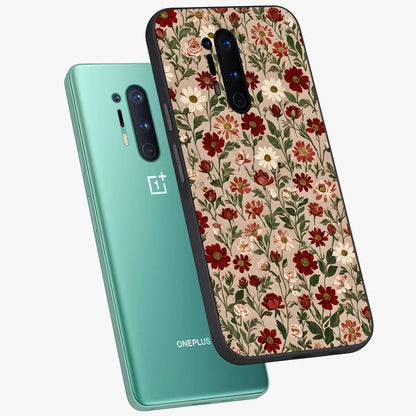 Biege Flower With Leaf Glass Case displayed in angled mockup highlighting minimal floral leaf design and elegant aesthetic.