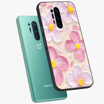 Blush Bloom Texture Glass Case displayed in angled mockup highlighting subtle bloom pattern with aesthetic pastel design.