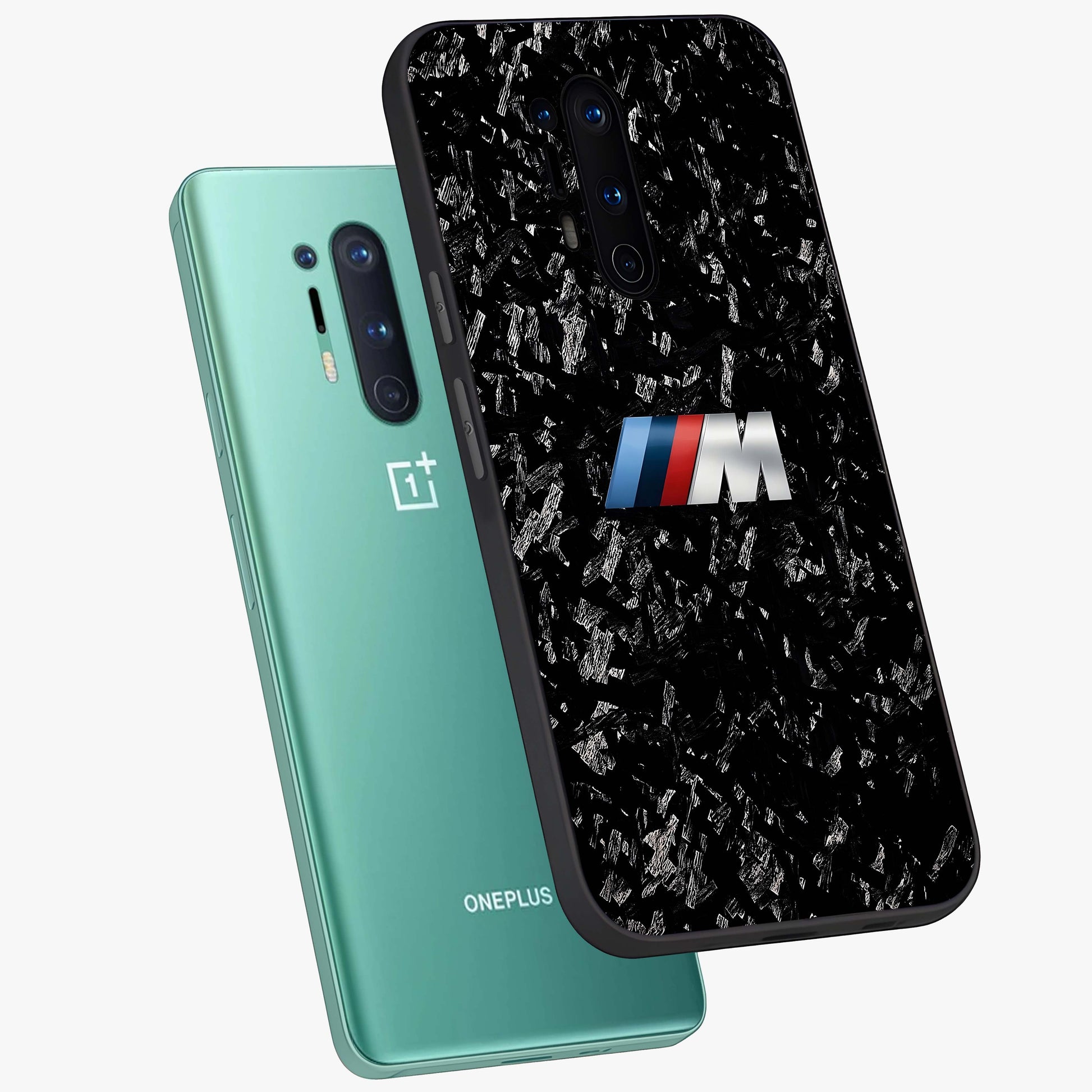 Carbon Speed Mark Glass Case displayed in angled mockup highlighting racing inspired carbon design and sleek aesthetic style.