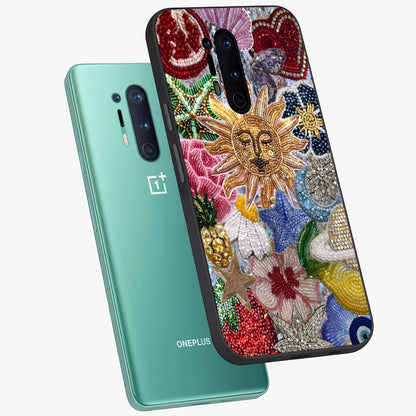 Celestial Floral and Playful Glass Case displayed in angled mockup highlighting playful floral design with dreamy celestial elements.