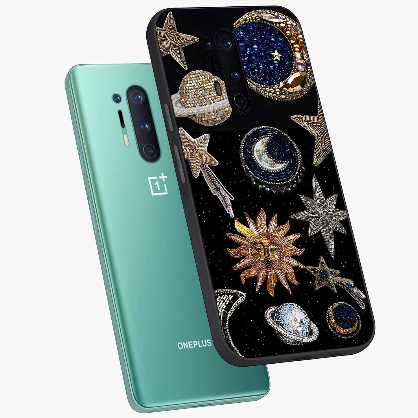 Celestial Gem Constellations Glass Case displayed in angled mockup highlighting gemstone inspired constellation design.