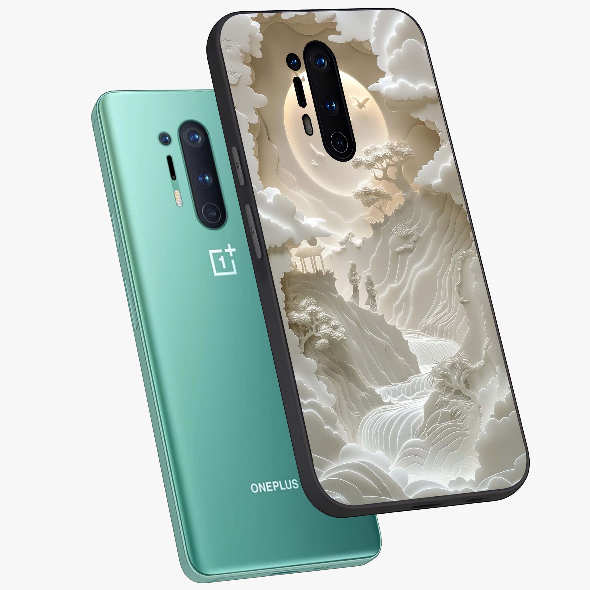 Celestial Origami Glass Case displayed in angled mockup highlighting geometric origami design with cosmic aesthetic theme.