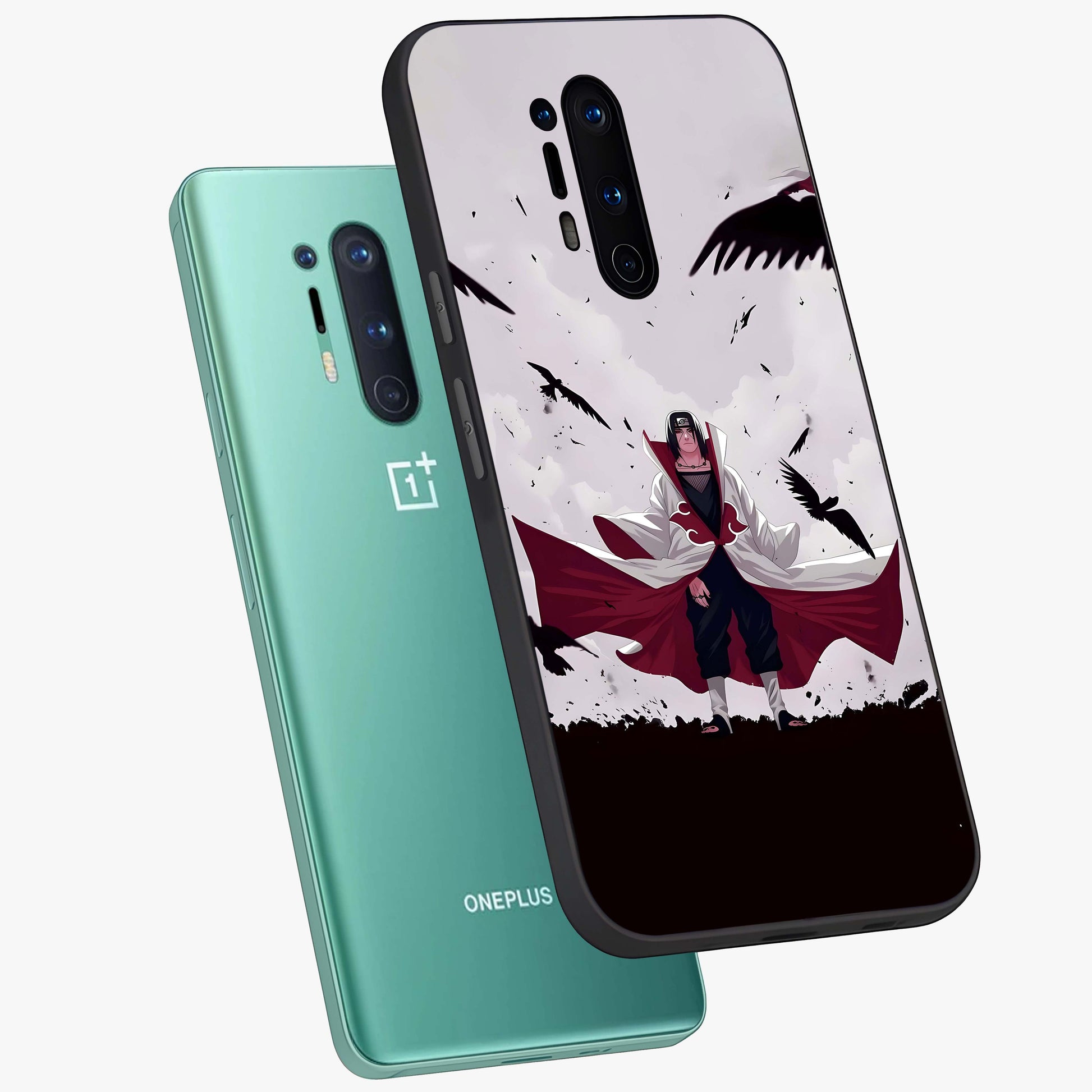 Crimson Crow Ascension Glass Case displayed in angled mockup highlighting powerful crow illustration with dark crimson aesthetic.