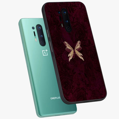 Crimson Fade Butterfly Glass Case displayed in angled mockup highlighting elegant butterfly design with crimson gradient aesthetic.