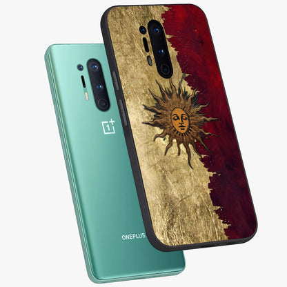 Crimson Sun Majesty Glass Case displayed in angled mockup highlighting majestic crimson sun design with bold aesthetic style.