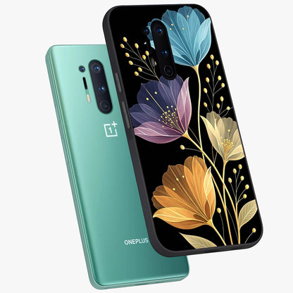 Delicate Multicolor Flowers Glass Case displayed in angled mockup highlighting colorful flower pattern with soft aesthetic style.