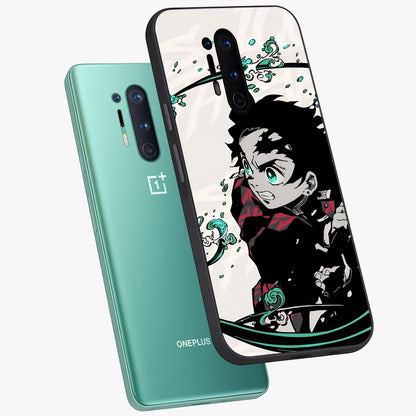 Demon Slayer Glass Case displayed in angled mockup highlighting dramatic anime character design with action aesthetic.