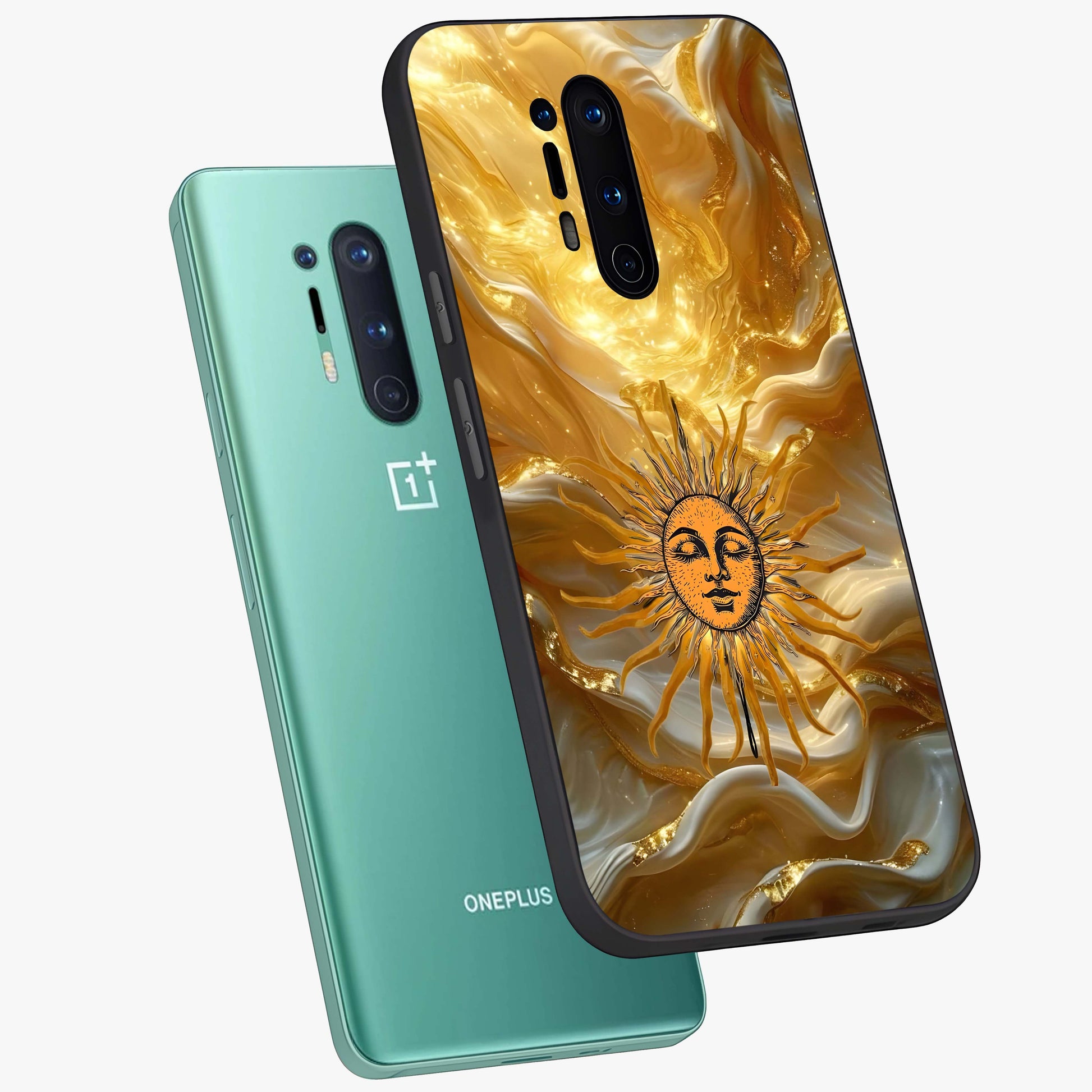 Eternal Golden Glow Glass Case displayed in angled mockup highlighting glowing golden aesthetic design with elegant style.