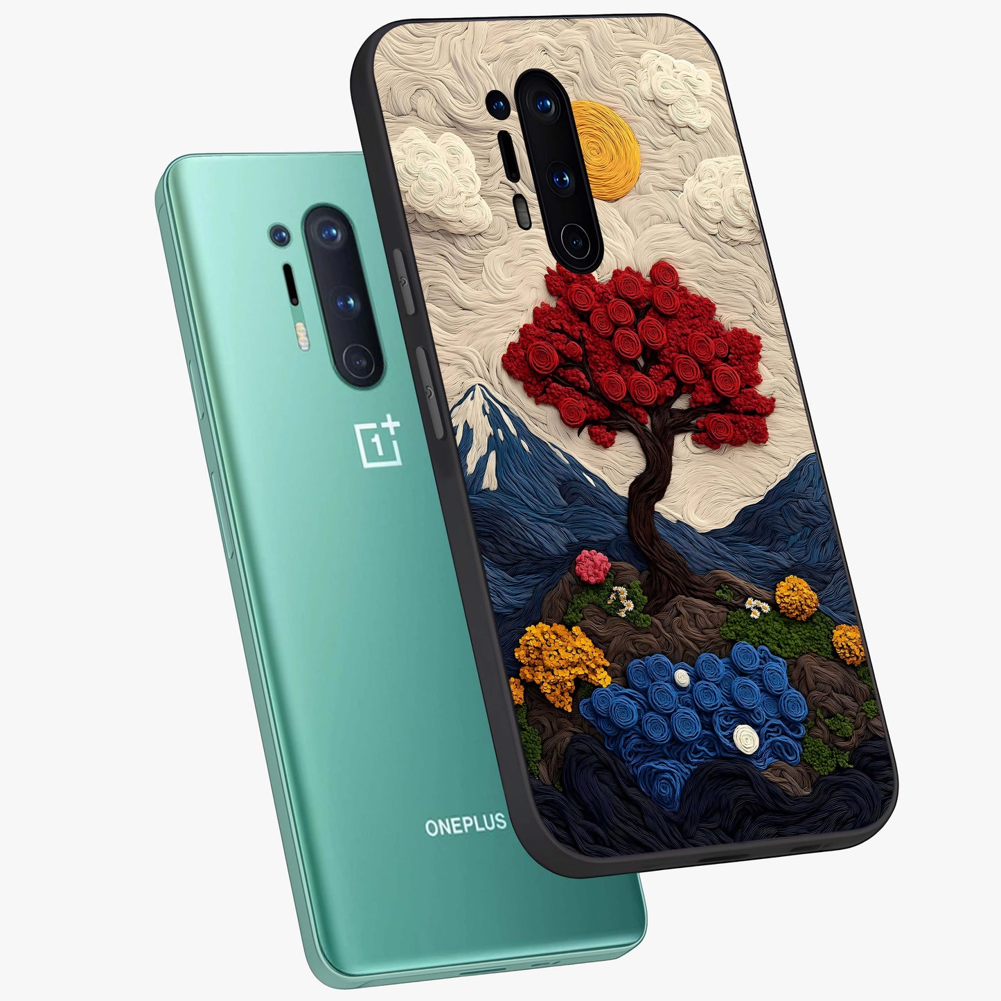 Eternal Nature Tapestry Glass Case displayed in angled mockup highlighting detailed botanical pattern with artistic aesthetic.