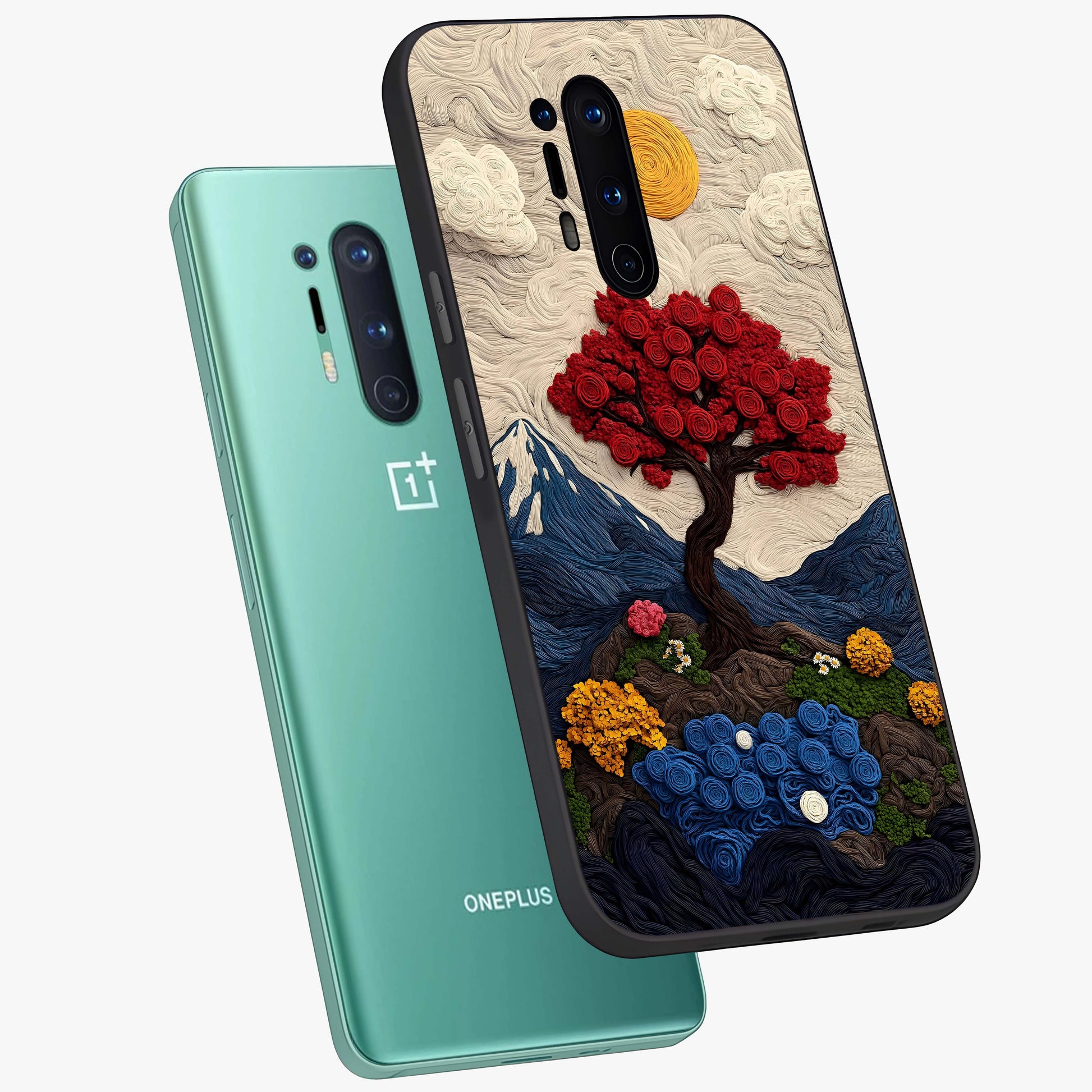 Eternal Nature Tapestry Glass Case displayed in angled mockup highlighting detailed botanical pattern with artistic aesthetic.