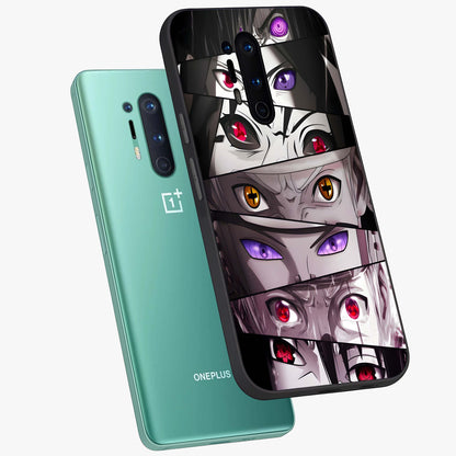 Eyes of Destiny Glass Case displayed in angled mockup highlighting bold eye illustration with mystical aesthetic style.