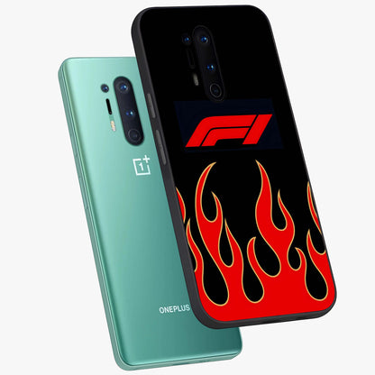 Fire F11 Glass Case displayed in angled mockup highlighting bold fire inspired graphic with energetic aesthetic style.