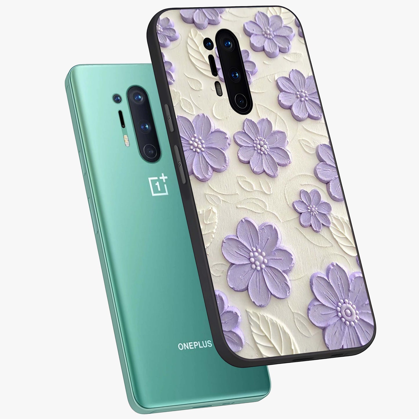 Floral Wall Art With Purple Flowers Glass Case displayed in angled mockup highlighting vibrant purple floral illustration with artistic aesthetic.