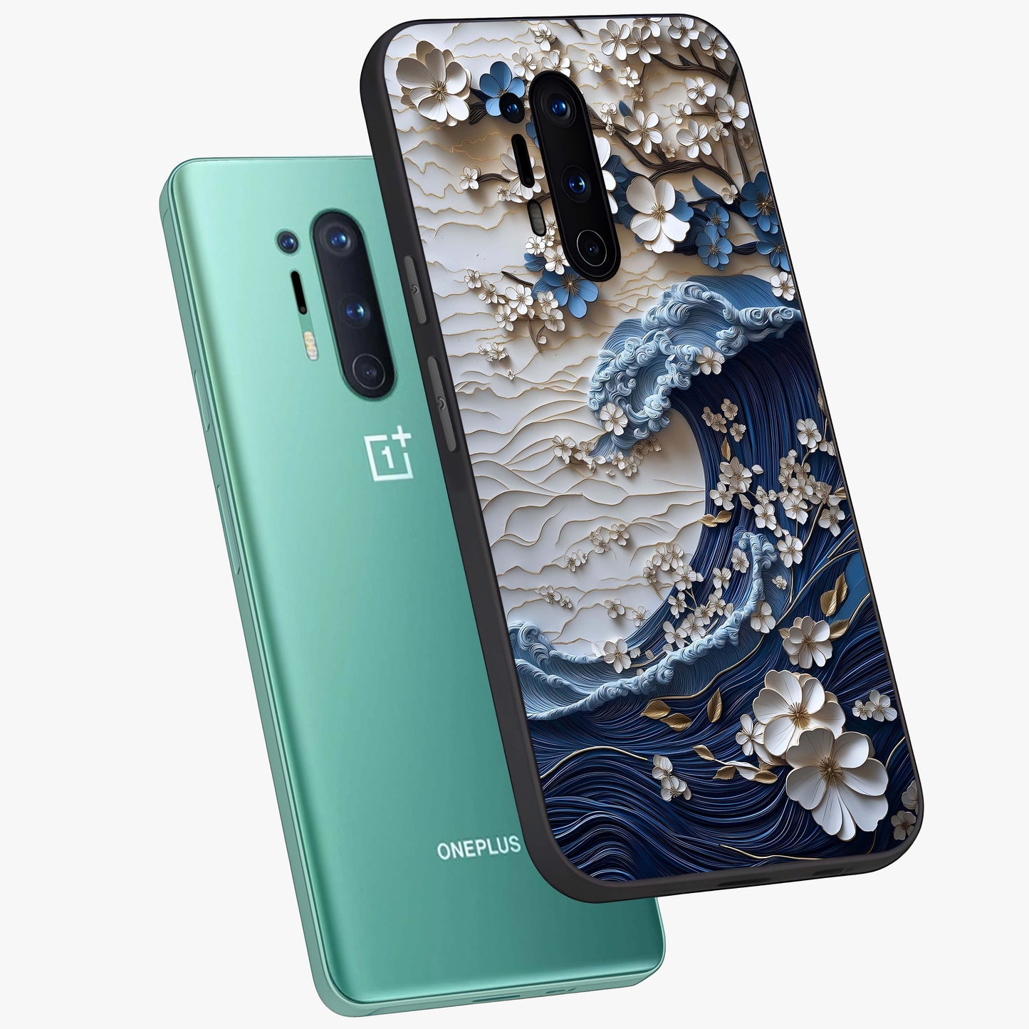 Floral Wave Origami Glass Case displayed in angled mockup highlighting geometric origami flower design with modern aesthetic style.