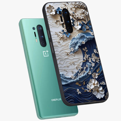 Floral Wave Origami Glass Case displayed in angled mockup highlighting geometric origami flower design with modern aesthetic style.