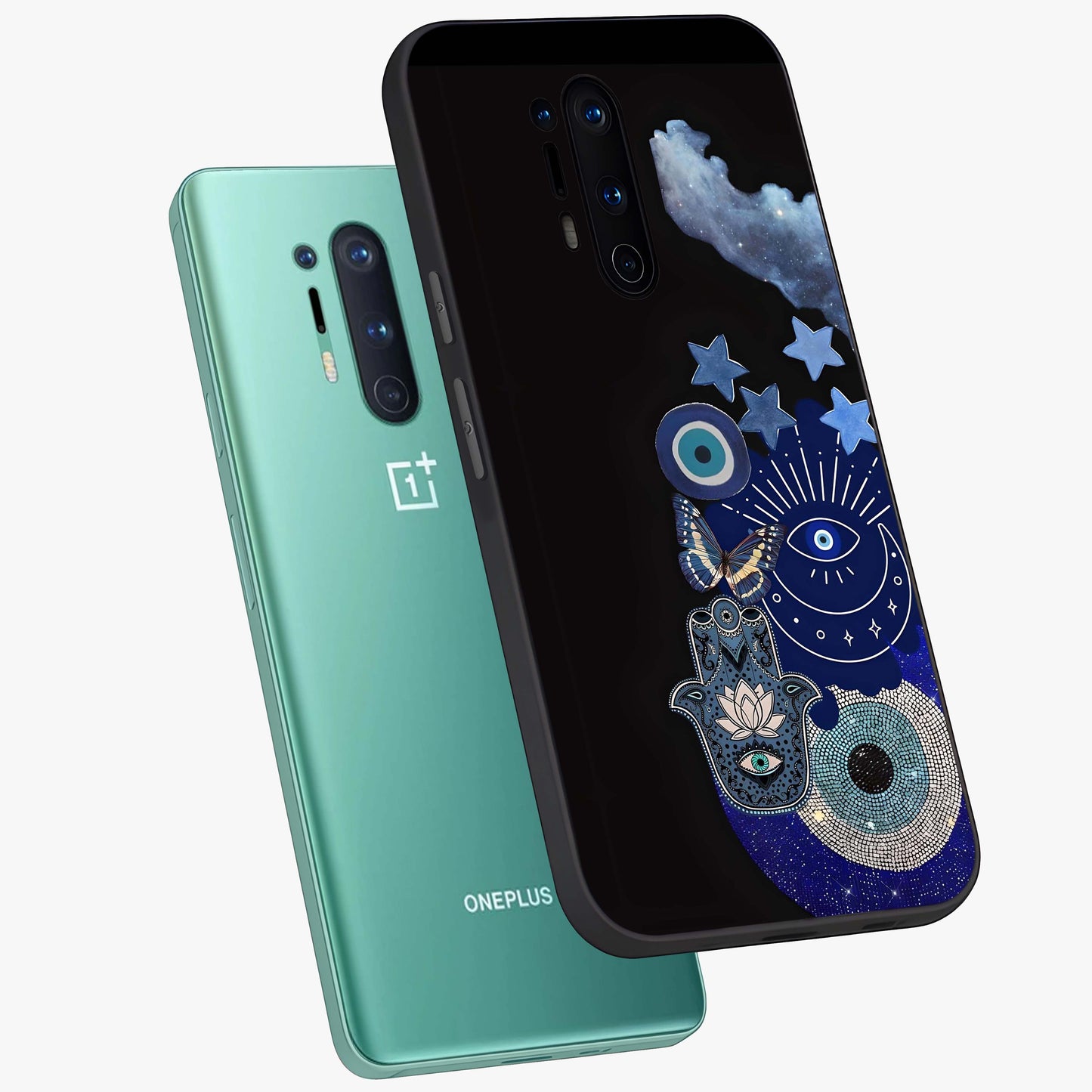 Galactic Charm Cluster Glass Case displayed in angled mockup highlighting luminous galaxy inspired design with dreamy aesthetic.