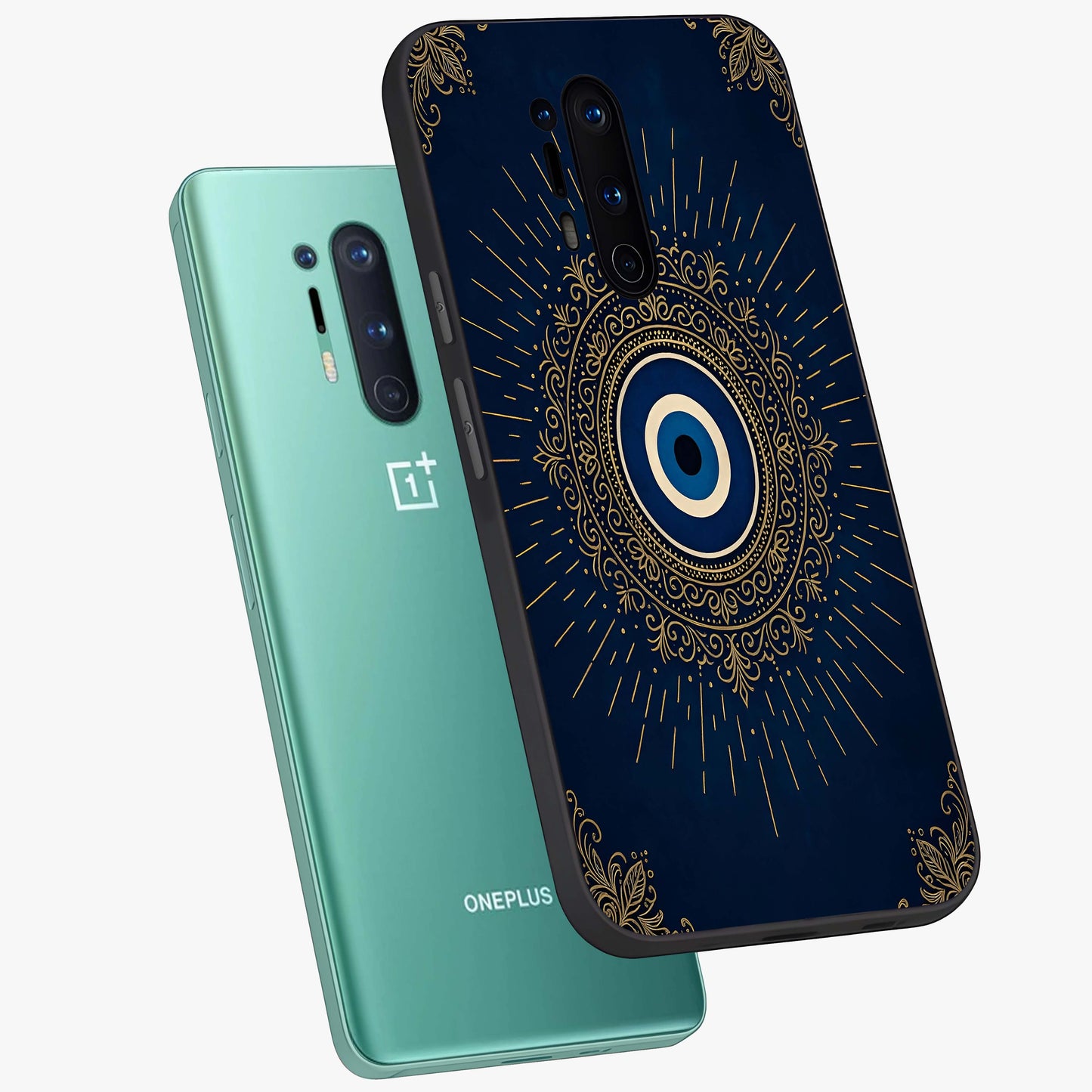 Golden Celestial Charm Glass Case displayed in angled mockup highlighting sparkling cosmic charm design with celestial aesthetic.