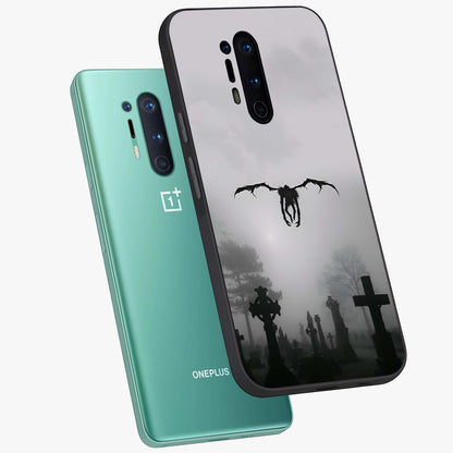 Graveyard Shadow Descent Glass Case displayed in angled mockup highlighting eerie shadow illustration with gothic aesthetic.