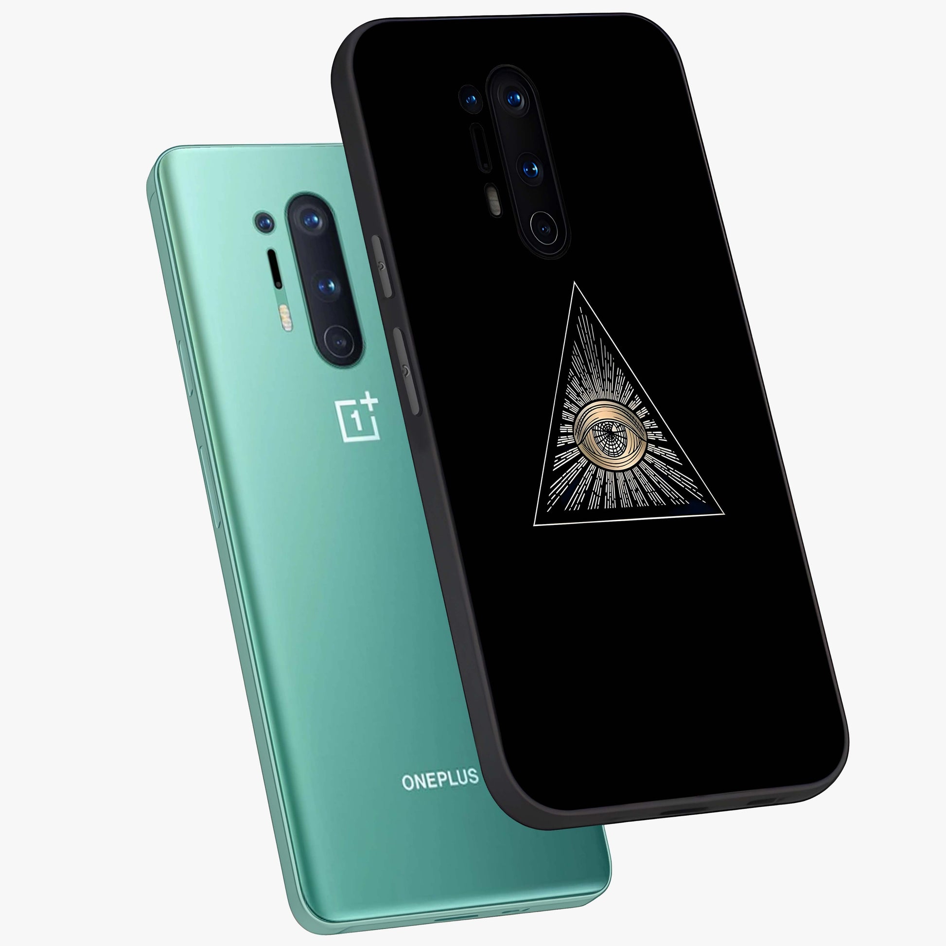 Illuminati Evil Glass Case displayed in angled mockup highlighting dark occult inspired design with bold aesthetic style.
