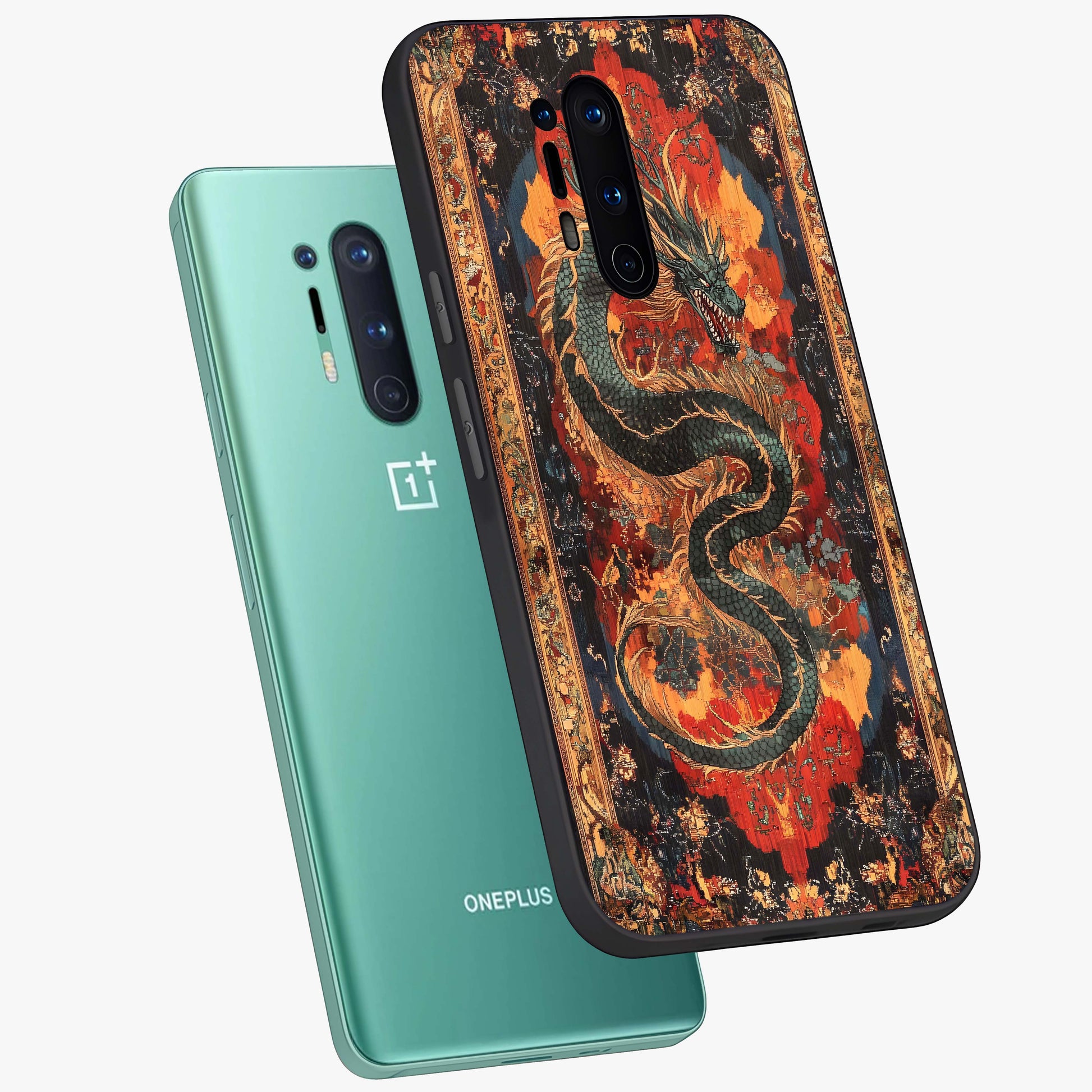 Inferno Dragon Soul Glass Case displayed in angled mockup highlighting powerful dragon illustration with inferno aesthetic.