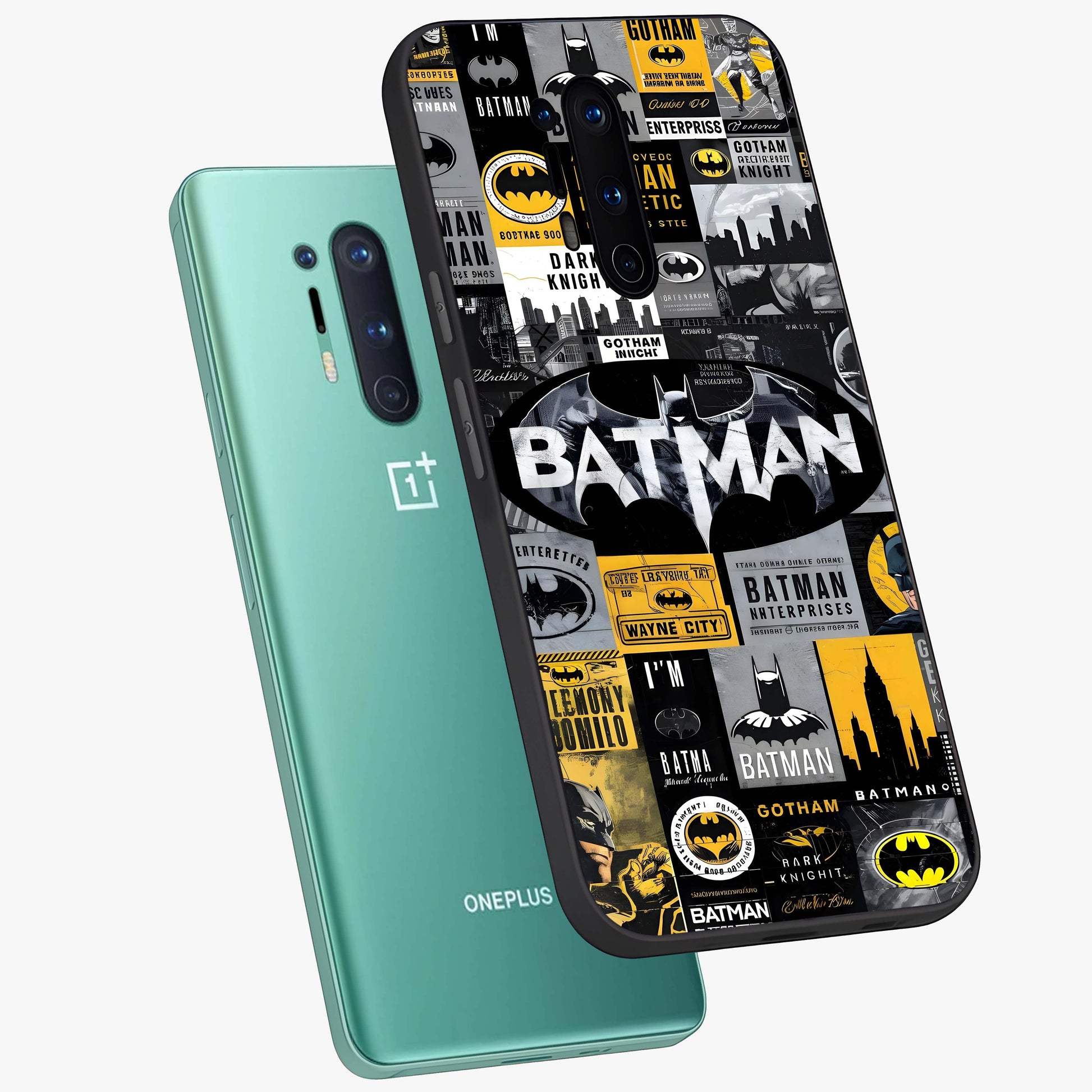 Knight Gotham Rise Glass Case displayed in angled mockup highlighting powerful knight silhouette design with dramatic aesthetic.