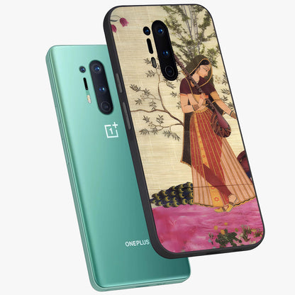Lady With Veena Art Glass Case displayed in angled mockup highlighting graceful musical illustration with cultural artistic aesthetic.