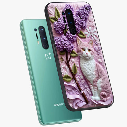 Lavender Cat Whimsy Glass Case displayed in angled mockup highlighting playful feline illustration with pastel lavender aesthetic.