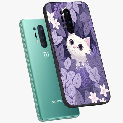 Lilac Hide Peek Cat Glass Case displayed in angled mockup highlighting playful feline illustration with lilac aesthetic design.
